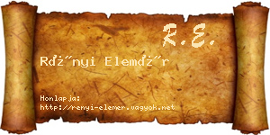 Rényi Elemér névjegykártya